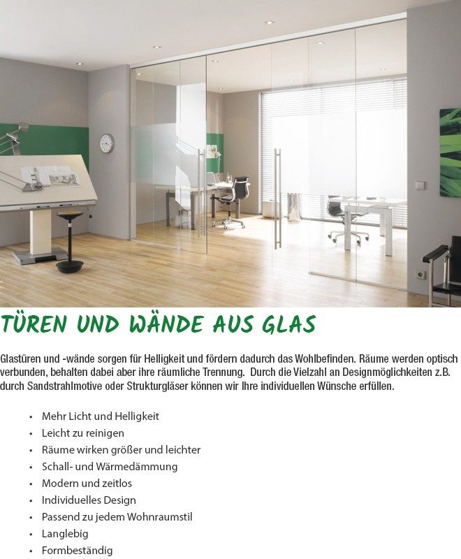 Türe und Wände aus Glas vom Fachbetrieb aus 80933, 80935, 80995 Feldmoching-Hasenbergl